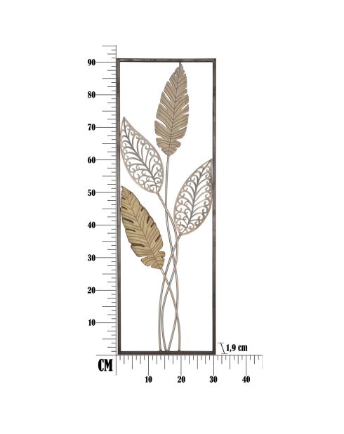 Decoración mural Hoja A oro/plata - 91x30,5x1,9 cm