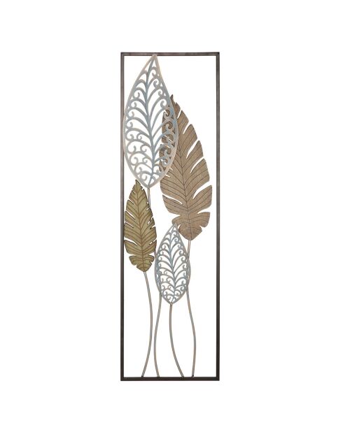 Décoration murale Feuille B doré/argenté - 99.5x30.5x2.5 cm