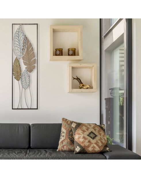 Décoration murale Feuille B doré/argenté - 99.5x30.5x2.5 cm