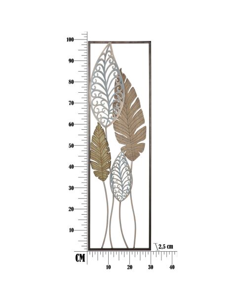 Decoración mural Hoja B oro/plata - 99,5x30,5x2,5 cm