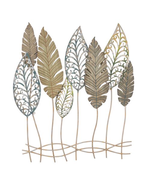 Decoración mural Hoja C oro/plata - 87x75x2,5 cm