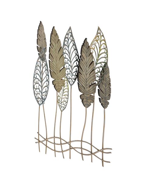 Decoración mural Hoja C oro/plata - 87x75x2,5 cm