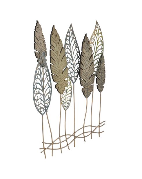 Decoración mural Hoja C oro/plata - 87x75x2,5 cm