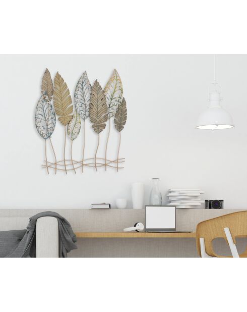 Decoración mural Hoja C oro/plata - 87x75x2,5 cm