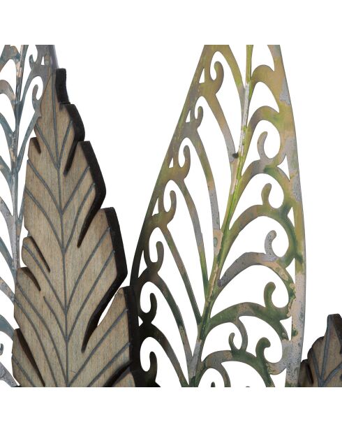 Decoración mural Hoja C oro/plata - 87x75x2,5 cm