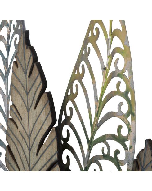 Décoration murale Feuille C doré/argenté - 87x75x2.5 cm