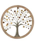 Panneau mural Décoratif Avec Miroir doré/bois naturel - 61x61x1.8 cm