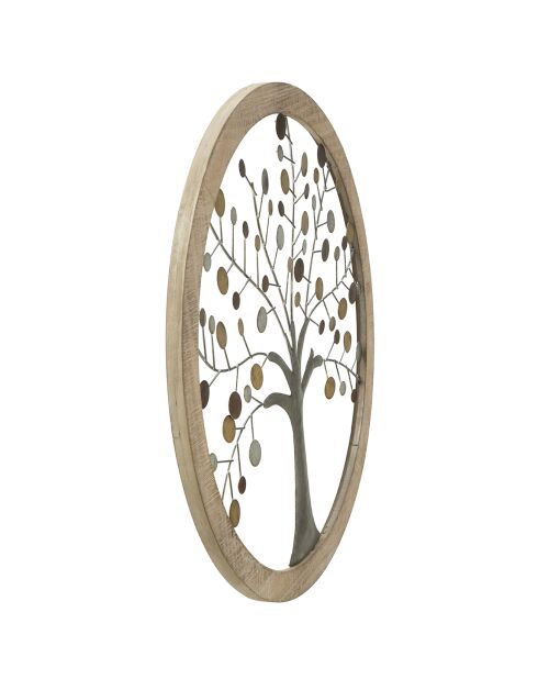 Panneau mural Décoratif Avec Miroir doré/bois naturel - 61x61x1.8 cm