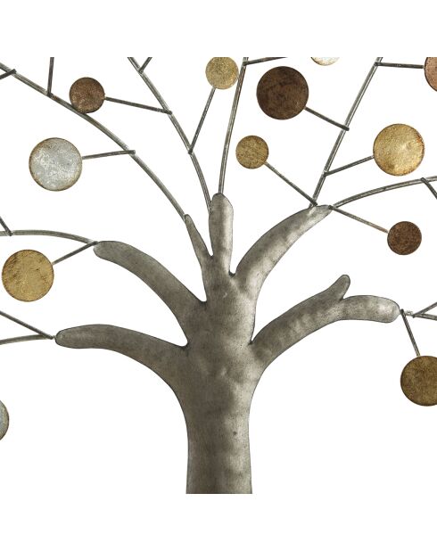 Panel decorativo de pared con espejo dorado/madera natural - 61x61x1,8 cm