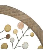 Panneau mural Décoratif Avec Miroir doré/bois naturel - 61x61x1.8 cm