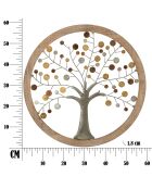 Panneau mural Décoratif Avec Miroir doré/bois naturel - 61x61x1.8 cm