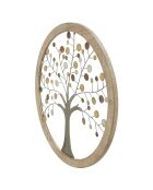 Panneau mural Décoratif Avec Miroir doré/bois naturel - 61x61x1.8 cm