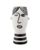 Vase  en porcelaine Face  blanc/noir - 13.2x11.8x26.3  cm