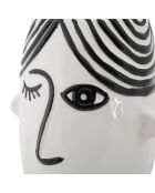 Vase  en porcelaine Face  blanc/noir - 13.2x11.8x26.3  cm