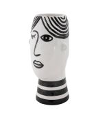 Vase  en porcelaine Face  blanc/noir - 13.2x11.8x26.3  cm