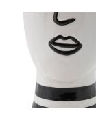 Vase  en porcelaine Face  blanc/noir - 13.2x11.8x26.3  cm