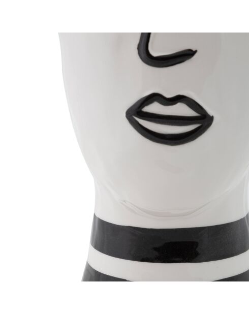 Pot en porcelaine Face  blanc/noir - 13.2x11.8x26.3  cm