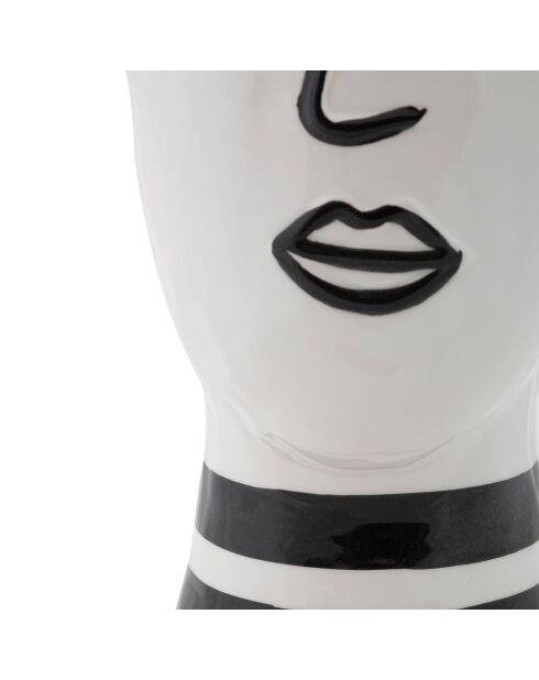 Vase  en porcelaine Face  blanc/noir - 13.2x11.8x26.3  cm