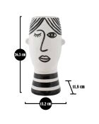 Vase  en porcelaine Face  blanc/noir - 13.2x11.8x26.3  cm