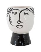 Vase en porcelaine Pot Face  blanc/noir -  D.14x18.2  cm