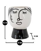 Vase en porcelaine Pot Face  blanc/noir -  D.14x18.2  cm
