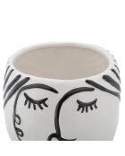 Vase en porcelaine Pot Face  blanc/noir -  D.14x18.2  cm