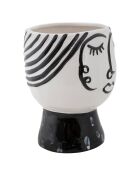 Vase en porcelaine Pot Face  blanc/noir -  D.14x18.2  cm