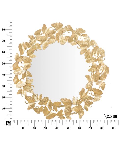 Miroir Feuille Round  doré - 87x87x2.5 cm