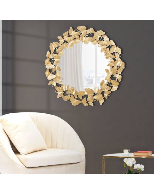 Miroir Feuille Round  doré - 87x87x2.5 cm
