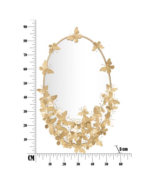 Miroir mural Oval Butterfly  doré - 89.5x59x3 cm