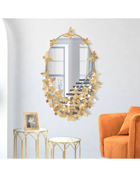 Miroir mural Oval Butterfly  doré - 89.5x59x3 cm
