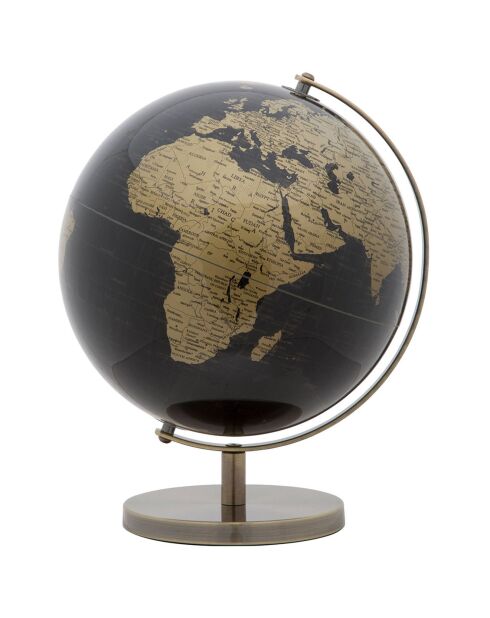 Globe terrestre décoratif noir/doré - 34x25x25 cm