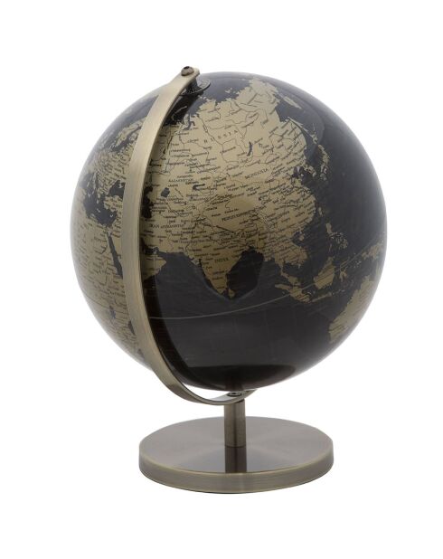 Globe terrestre décoratif noir/doré - 34x25x25 cm