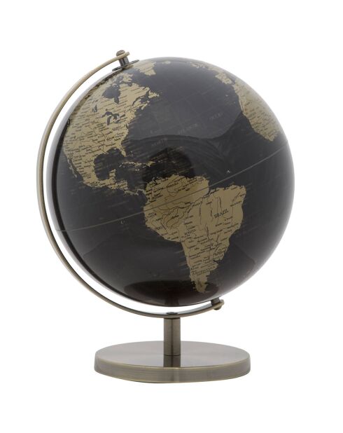 Globe terrestre décoratif noir/doré - 34x25x25 cm