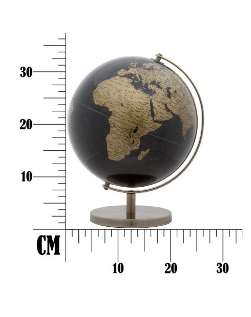 Globe terrestre décoratif noir/doré - 34x25x25 cm