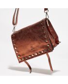 Iris bronzen leren schoudertas - 20x16x10,5 cm