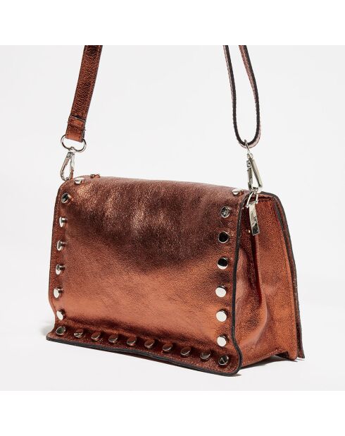 Iris bronzen leren schoudertas - 20x16x10,5 cm