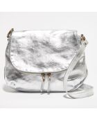 Sac bandoulière en Cuir Lana argenté - 29x20x6 cm