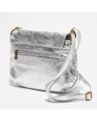 Sac bandoulière en Cuir Lana argenté - 29x20x6 cm