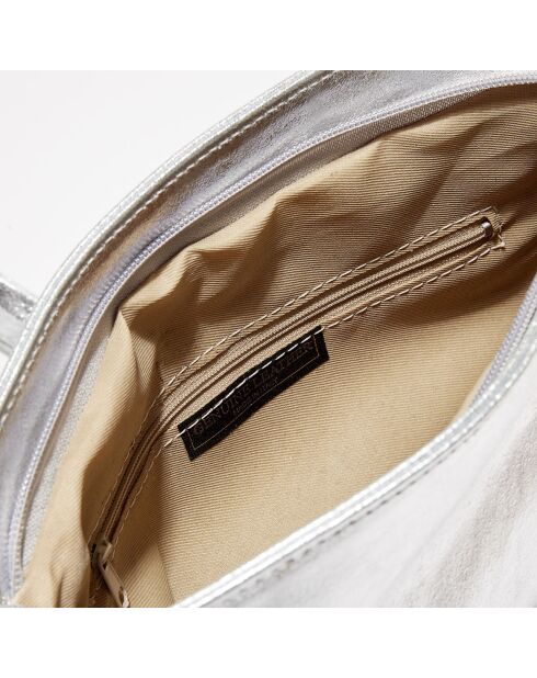 Sac bandoulière en Cuir Lana argenté - 29x20x6 cm