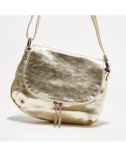 Bolso de hombro de piel de lana dorada - 29x20x6 cm