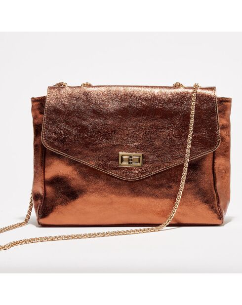 Maku bronzen leren schoudertas - 27x20x6,5 cm