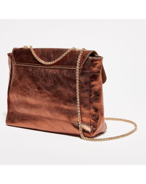Maku bronzen leren schoudertas - 27x20x6,5 cm