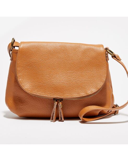 Lana camel leren schoudertas - 29x20x6 cm