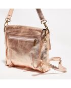 Sac bandoulière en Cuir Nyle rose métallique - 25x27x3 cm