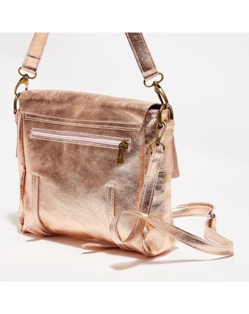 Metallic roze leren schoudertas van Nyle - 25x27x3 cm