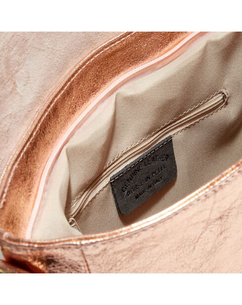 Metallic roze leren schoudertas van Nyle - 25x27x3 cm