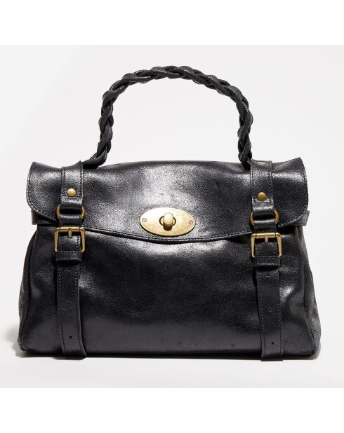 Sac à main en Cuir Elysa noir - 34.5x22x14 cm