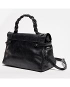 Sac à main en Cuir Elysa noir - 34.5x22x14 cm
