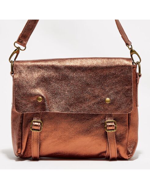 Bronze Nyle leren schoudertas - 25x27x3 cm